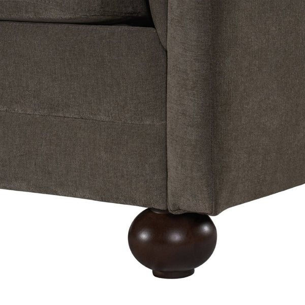 English Elm 77.2 Inch Chenille 3 Seater Sofa with Camel Back Square Arms and Rubberwood Legs Light Brown N763P492484D