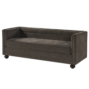 English Elm 77.2 Inch Chenille 3 Seater Sofa with Camel Back Square Arms and Rubberwood Legs Light Brown N763P492484D