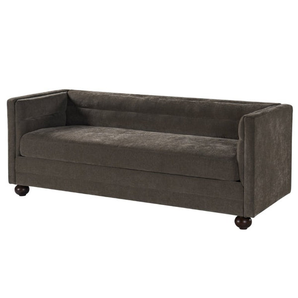 English Elm 77.2 Inch Chenille 3 Seater Sofa with Camel Back Square Arms and Rubberwood Legs Light Brown N763P492484D