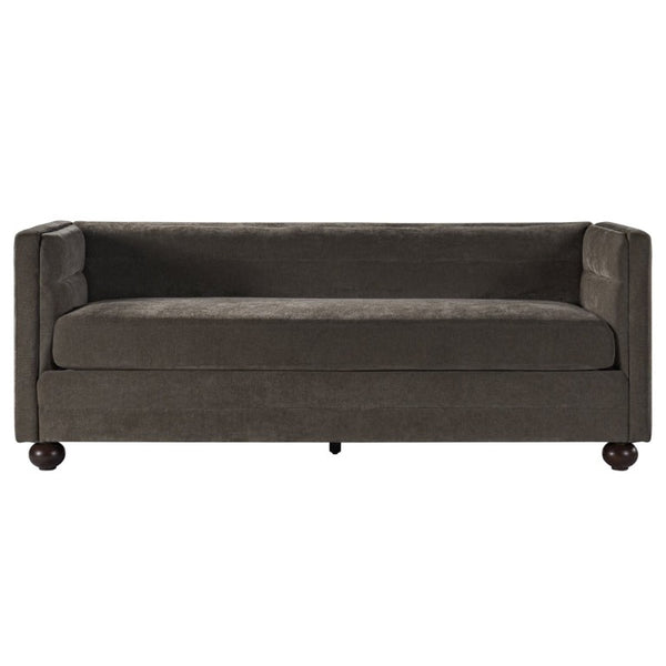 English Elm 77.2 Inch Chenille 3 Seater Sofa with Camel Back Square Arms and Rubberwood Legs Light Brown N763P492484D