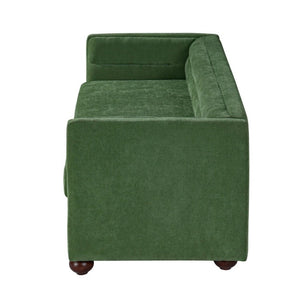 English Elm 77.2 Inch Chenille 3 Seater Sofa with Camel Back Square Arms and Rubberwood Legs Green N763P492484G