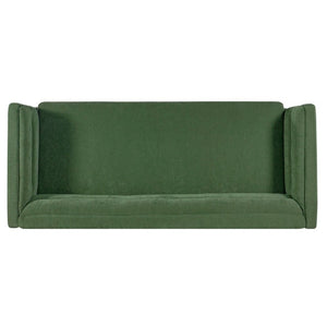 English Elm 77.2 Inch Chenille 3 Seater Sofa with Camel Back Square Arms and Rubberwood Legs Green N763P492484G