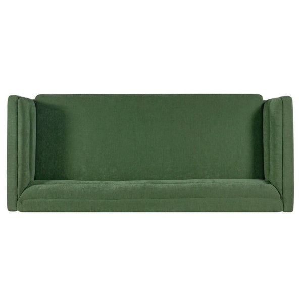 English Elm 77.2 Inch Chenille 3 Seater Sofa with Camel Back Square Arms and Rubberwood Legs Green N763P492484G