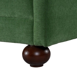 English Elm 77.2 Inch Chenille 3 Seater Sofa with Camel Back Square Arms and Rubberwood Legs Green N763P492484G