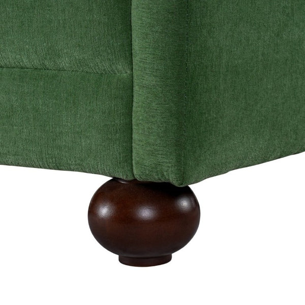 English Elm 77.2 Inch Chenille 3 Seater Sofa with Camel Back Square Arms and Rubberwood Legs Green N763P492484G