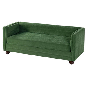 English Elm 77.2 Inch Chenille 3 Seater Sofa with Camel Back Square Arms and Rubberwood Legs Green N763P492484G