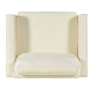 English Elm 42.1 Chenille Accent Chair Camel Back Silhouette with Square Arms and Yellow Iron Legs Beige N763P492485A
