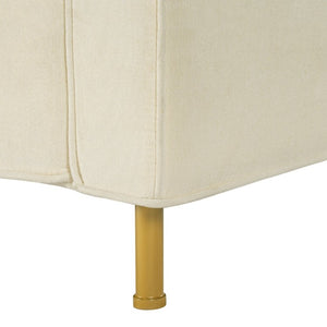 English Elm 42.1 Chenille Accent Chair Camel Back Silhouette with Square Arms and Yellow Iron Legs Beige N763P492485A