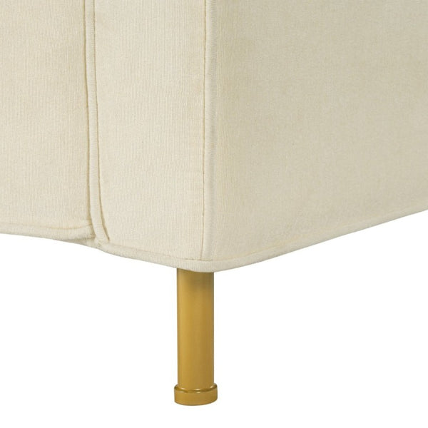 English Elm 42.1 Chenille Accent Chair Camel Back Silhouette with Square Arms and Yellow Iron Legs Beige N763P492485A