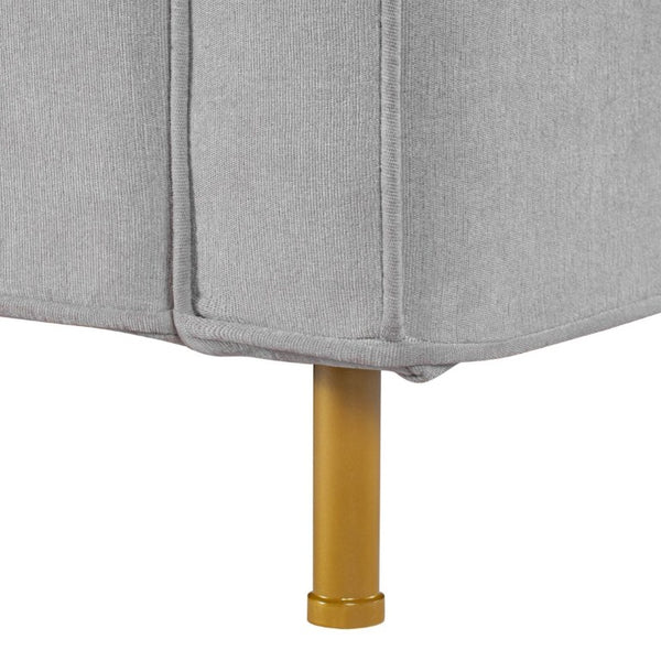 English Elm 42.1 Chenille Accent Chair Camel Back Silhouette with Square Arms and Yellow Iron Legs Light Gray N763P492485E