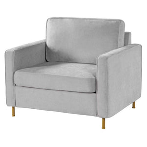 English Elm 42.1 Chenille Accent Chair Camel Back Silhouette with Square Arms and Yellow Iron Legs Light Gray N763P492485E