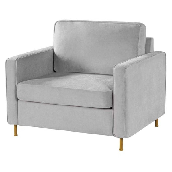 English Elm 42.1 Chenille Accent Chair Camel Back Silhouette with Square Arms and Yellow Iron Legs Light Gray N763P492485E