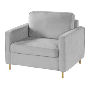 English Elm 42.1 Chenille Accent Chair Camel Back Silhouette with Square Arms and Yellow Iron Legs Light Gray N763P492485E