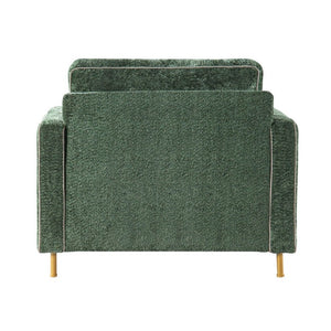 English Elm 42.1 Chenille Accent Chair Camel Back Silhouette with Square Arms and Yellow Iron Legs Green N763P492485G
