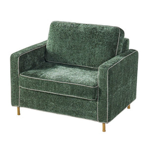English Elm 42.1 Chenille Accent Chair Camel Back Silhouette with Square Arms and Yellow Iron Legs Green N763P492485G