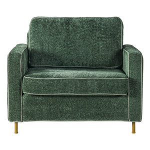 English Elm 42.1 Chenille Accent Chair Camel Back Silhouette with Square Arms and Yellow Iron Legs Green N763P492485G