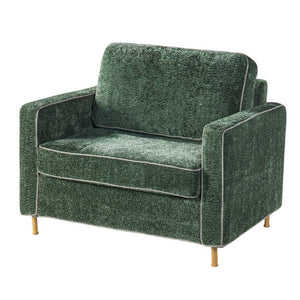 English Elm 42.1 Chenille Accent Chair Camel Back Silhouette with Square Arms and Yellow Iron Legs Green N763P492485G