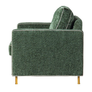 English Elm 42.1 Chenille Accent Chair Camel Back Silhouette with Square Arms and Yellow Iron Legs Green N763P492485G
