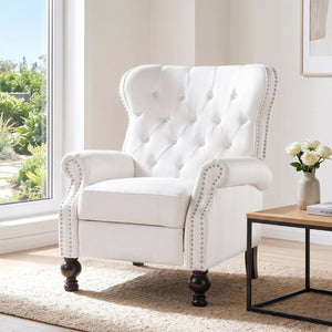 English Elm Modern Push Back Recliner Nailhead Trim Rolled Arms Polyester Fabric Lounge Chair N763P492694A