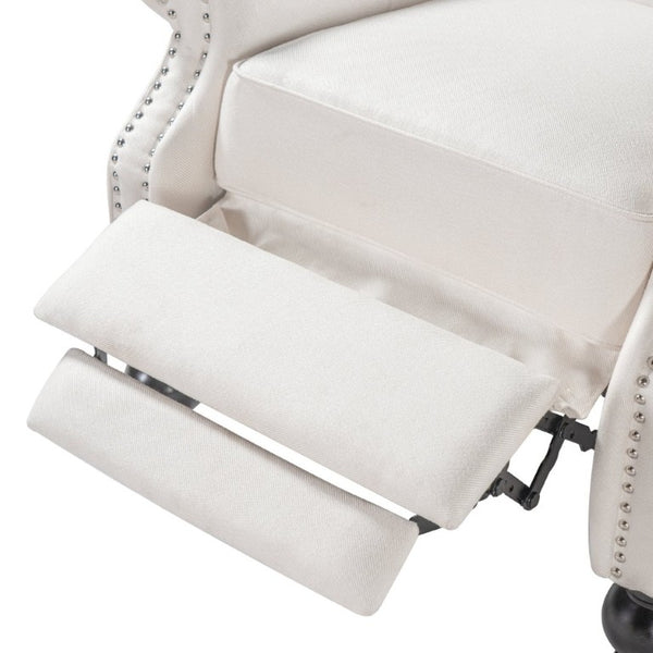 English Elm Modern Push Back Recliner Nailhead Trim Rolled Arms Polyester Fabric Lounge Chair N763P492694A