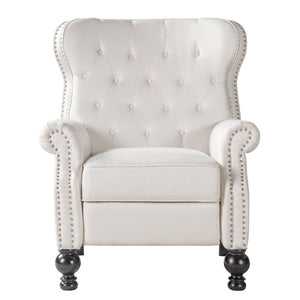 English Elm Modern Push Back Recliner Nailhead Trim Rolled Arms Polyester Fabric Lounge Chair N763P492694A