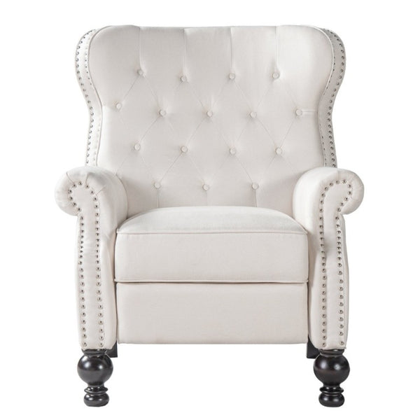 English Elm Modern Push Back Recliner Nailhead Trim Rolled Arms Polyester Fabric Lounge Chair N763P492694A