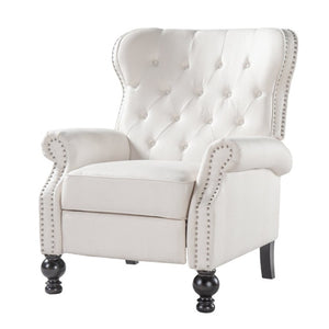 English Elm Modern Push Back Recliner Nailhead Trim Rolled Arms Polyester Fabric Lounge Chair N763P492694A