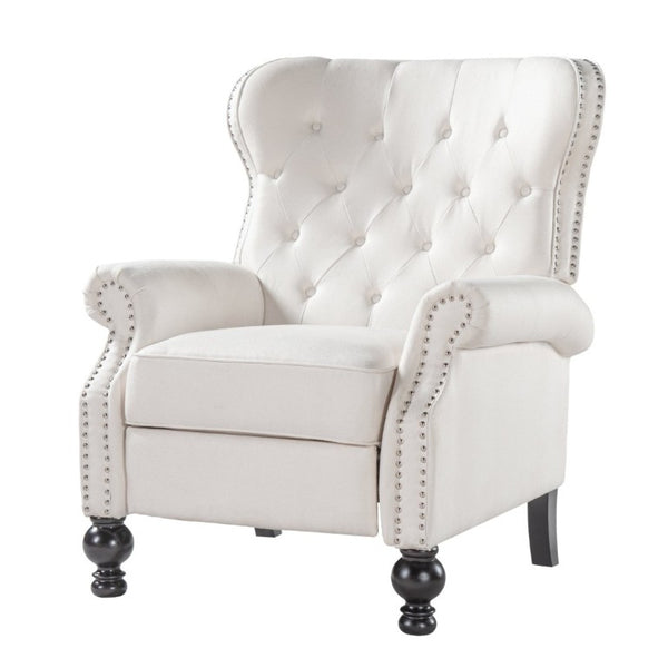 English Elm Modern Push Back Recliner Nailhead Trim Rolled Arms Polyester Fabric Lounge Chair N763P492694A