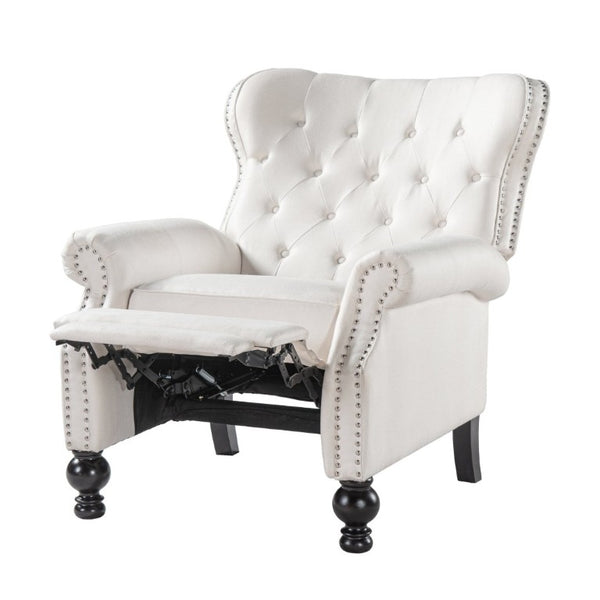 English Elm Modern Push Back Recliner Nailhead Trim Rolled Arms Polyester Fabric Lounge Chair N763P492694A