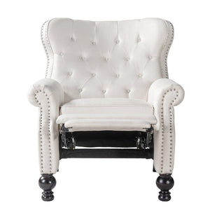 English Elm Modern Push Back Recliner Nailhead Trim Rolled Arms Polyester Fabric Lounge Chair N763P492694A