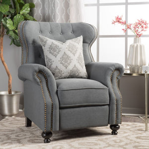 English Elm Modern Push Back Recliner with Nailhead Trim Rolled Arms and Rubberwood Legs for Living Room N763P492694E