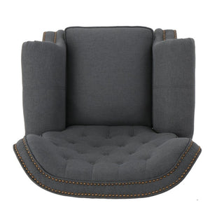 English Elm Modern Push Back Recliner with Nailhead Trim Rolled Arms and Rubberwood Legs for Living Room N763P492694E