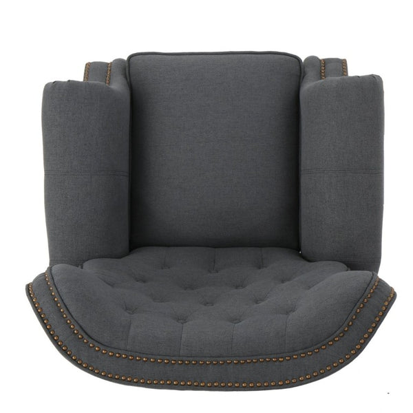English Elm Modern Push Back Recliner with Nailhead Trim Rolled Arms and Rubberwood Legs for Living Room N763P492694E