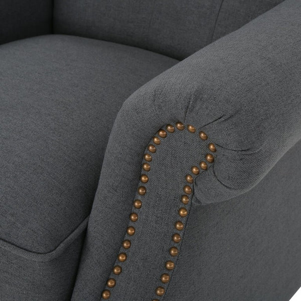 English Elm Modern Push Back Recliner with Nailhead Trim Rolled Arms and Rubberwood Legs for Living Room N763P492694E