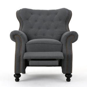 English Elm Modern Push Back Recliner with Nailhead Trim Rolled Arms and Rubberwood Legs for Living Room N763P492694E