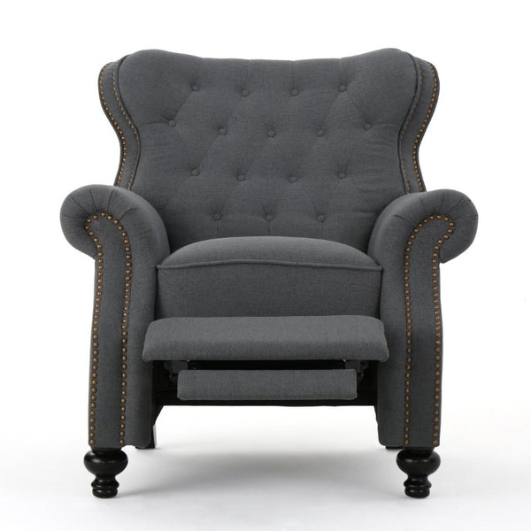 English Elm Modern Push Back Recliner with Nailhead Trim Rolled Arms and Rubberwood Legs for Living Room N763P492694E