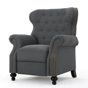 English Elm Modern Push Back Recliner with Nailhead Trim Rolled Arms and Rubberwood Legs for Living Room N763P492694E