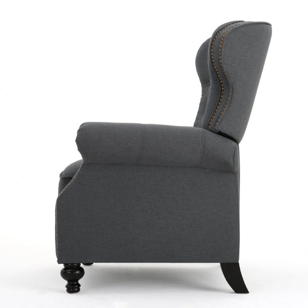 English Elm Modern Push Back Recliner with Nailhead Trim Rolled Arms and Rubberwood Legs for Living Room N763P492694E