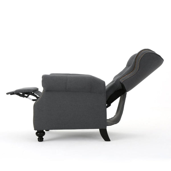 English Elm Modern Push Back Recliner with Nailhead Trim Rolled Arms and Rubberwood Legs for Living Room N763P492694E