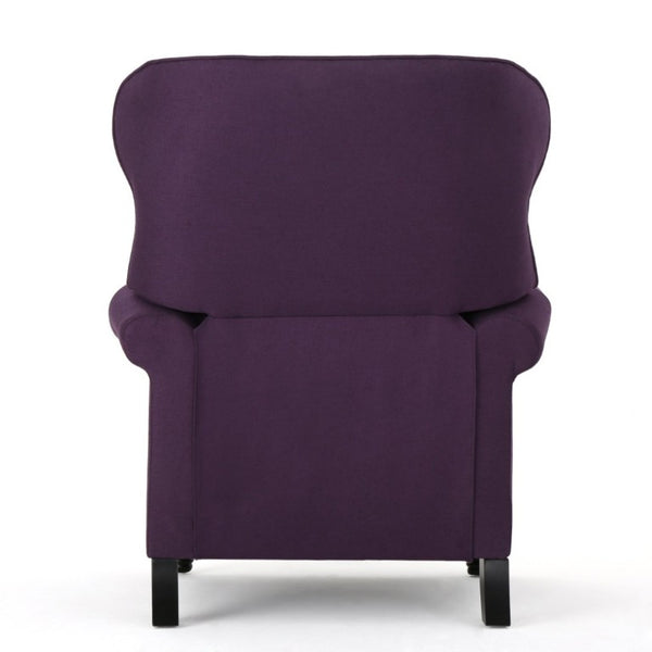 English Elm Modern Microfiber Push Back Recliner with Nailhead Trim Rolled Arms and Rubberwood Legs Plum N763P492694I