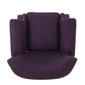 English Elm Modern Microfiber Push Back Recliner with Nailhead Trim Rolled Arms and Rubberwood Legs Plum N763P492694I