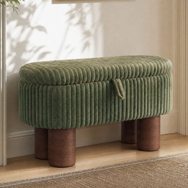 English Elm Modern Corduroy Upholstered Storage Bench with Lift Top for Bedroom or Entryway N763P497280F