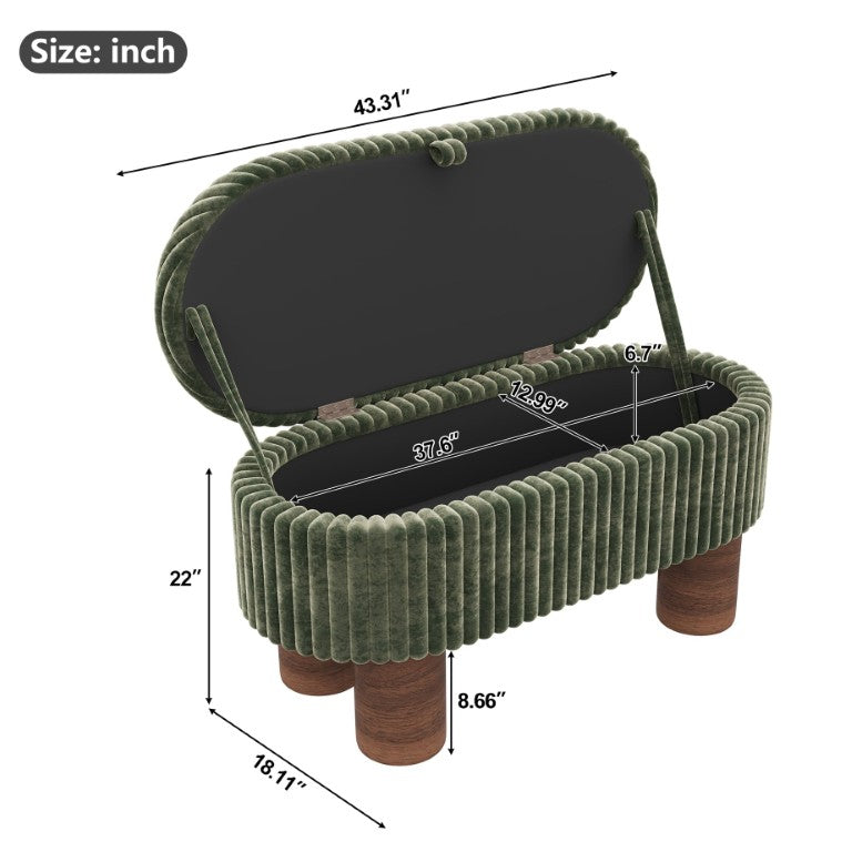 English Elm Modern Corduroy Upholstered Storage Bench with Lift Top for Bedroom or Entryway N763P497280F
