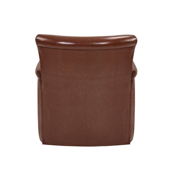 English Elm 360° Swivel Club Chair PU Leather Nailhead Trim Rolled Arms for Living Room Bedroom Brown N763P500960D