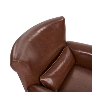 English Elm 360° Swivel Club Chair PU Leather Nailhead Trim Rolled Arms for Living Room Bedroom Brown N763P500960D
