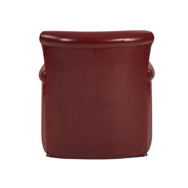 English Elm 360° Swivel Club Chair PU Leather Nailhead Trim Rolled Arms for Living Room Bedroom Red N763P500960J
