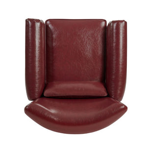 English Elm 360° Swivel Club Chair PU Leather Nailhead Trim Rolled Arms for Living Room Bedroom Red N763P500960J