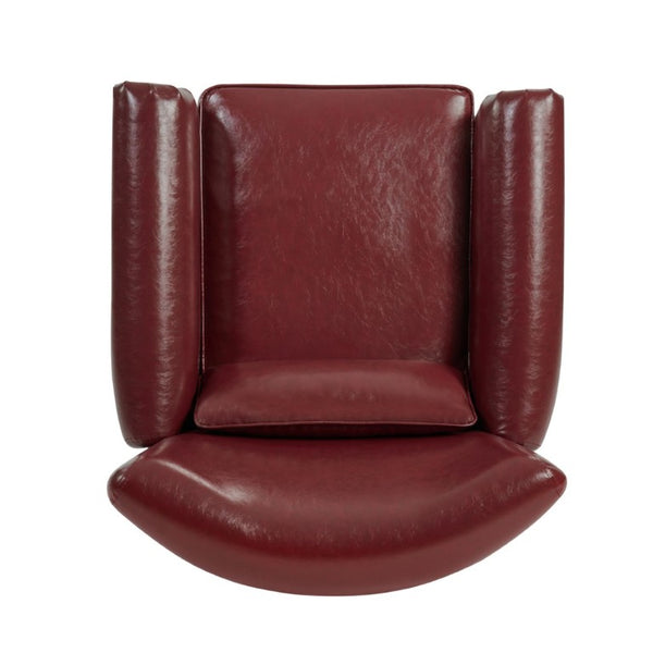 English Elm 360° Swivel Club Chair PU Leather Nailhead Trim Rolled Arms for Living Room Bedroom Red N763P500960J