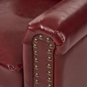 English Elm 360° Swivel Club Chair PU Leather Nailhead Trim Rolled Arms for Living Room Bedroom Red N763P500960J