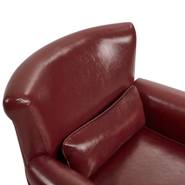 English Elm 360° Swivel Club Chair PU Leather Nailhead Trim Rolled Arms for Living Room Bedroom Red N763P500960J